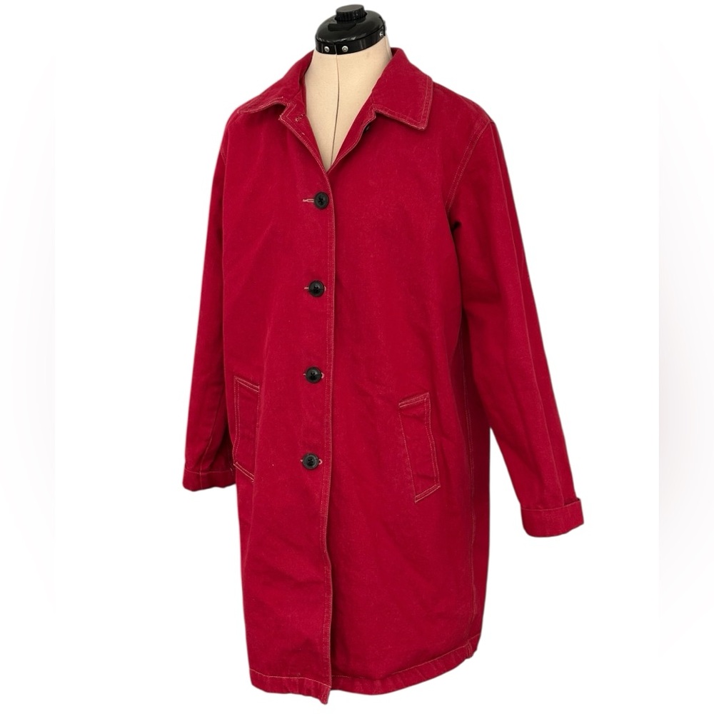 Denim & Co Red Denim Mid-Length Coat